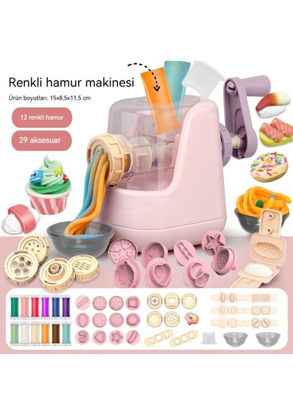Çocuk El Yapımı Renkli Kil Erişte Makinesi 29 Parçalı Oyuncak Seti (Yurt Dışından)