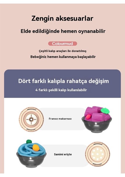 Çocuk El Yapımı Renkli Kil Erişte Makinesi 29 Parçalı Oyuncak Seti (Yurt Dışından) indirimleri