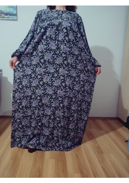 Robadan Uzun Kollu %100 Viskon Basma Çiçekli Anne Elbise, Namaz Elbisesi indirimleri