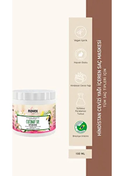 Hindistan Cevizi Yağı İçeren Saç Maskesi 100G Kuru ve Kırılgan Saçlar İçin Besleyici Etki