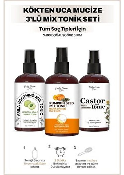 Daily Dream Series | 3'lü Tonik Seti - Kökten Uca Etkili,hızlı Saç Uzatma ve ONARIM(3X250ML) fiyatları