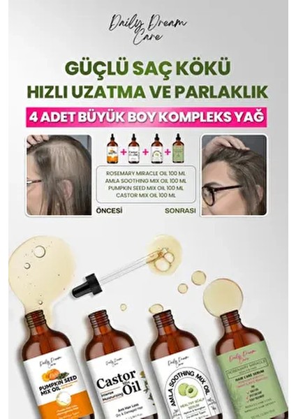 Daily Dream Series | Süper 4'lü Kompleks Yağ Seti | Hızlı Uzatma,saç Oluşumu,onarım (100 ml x 4 ) fiyatları