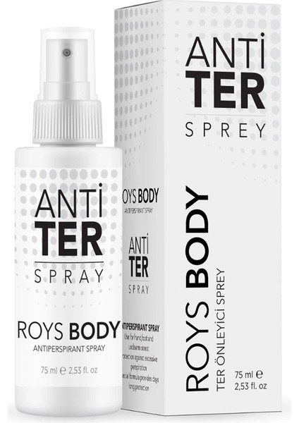 Body Anti Ter Sprey 75 ml – Aşırı Terlemeye Karşı, Su İçermeyen ve Dermatolojik Olarak Test Edilmiş Ergonomik Tasarım