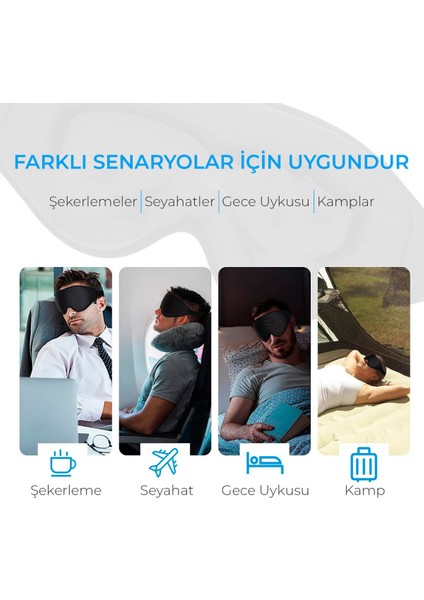 3D Uyku Göz Bandı – Hafızalı Sünger, Ayarlanabilir Bant, Işığı Tamamen Engeller ve Göze Baskı Yapmaz