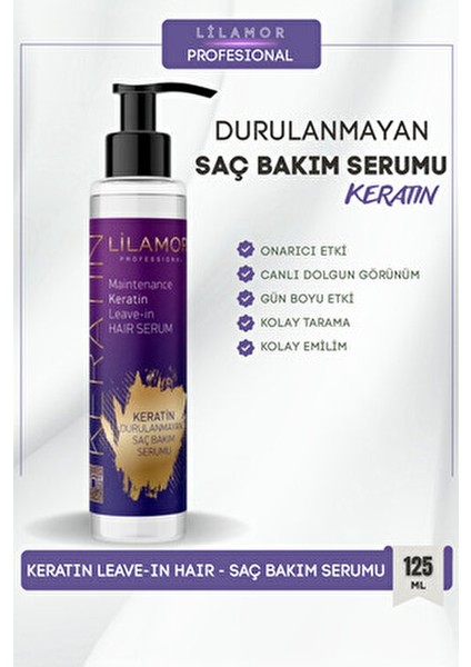 Keratinli Durulanmayan Saç Bakım Serumu Parlak ve Hacimli Saçlar İçin 125 ml