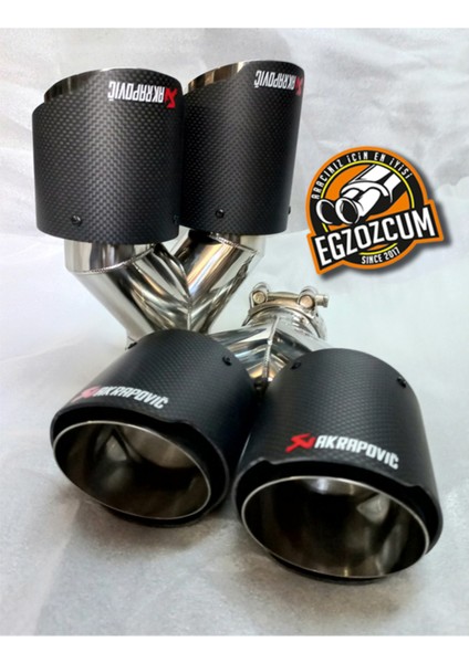90 Mm. Akrapoviç Egsoz Eksoz Ucu Içi Krom Dual Çiftli Mat Karbon Sağ/sol Takım Uyumlu