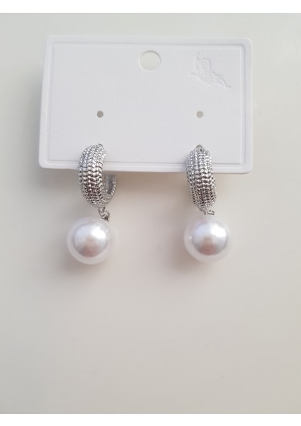 Silver Minimal Halka Inci Küpe fiyatları