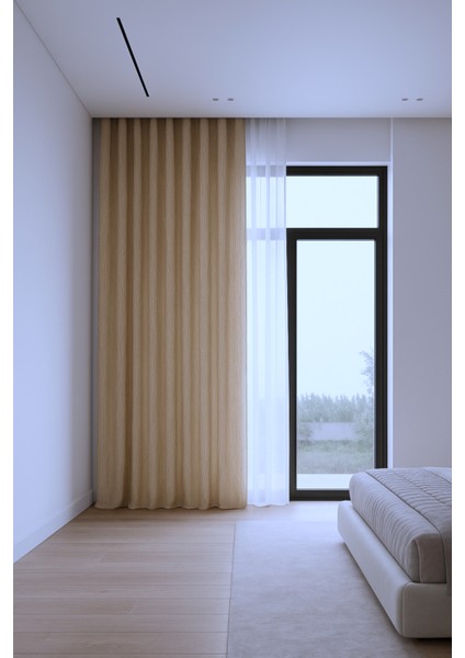 Jakar Fon Perde - Koyu Bej - Pileli Dikim - 1x2,5 Pile - JKR541