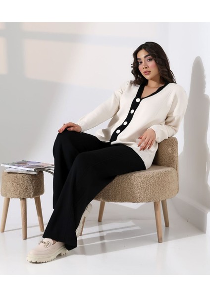 Düğme Detaylı Modern Ikili Ton Takım fırsatları