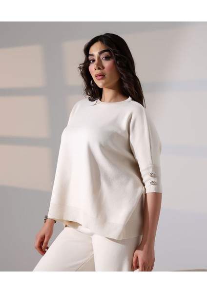 Zarif Dokunuş Düğme Detaylı Triko Takım modelleri