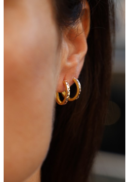 14 Ayar Altın Kalemli Ajda Model Halka Küpe