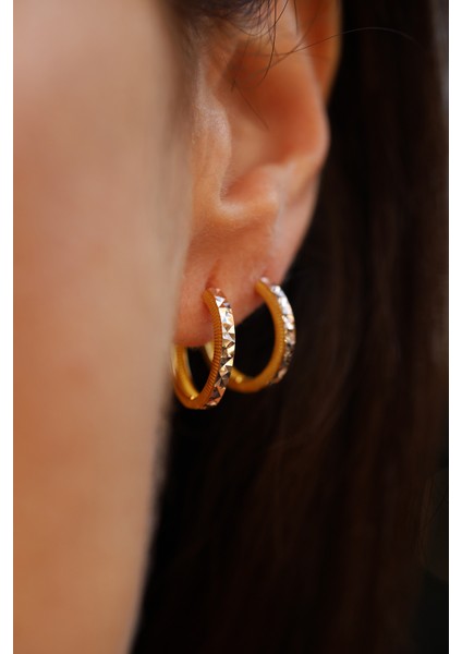 14 Ayar Altın Kalemli Ajda Model Halka Küpe modelleri