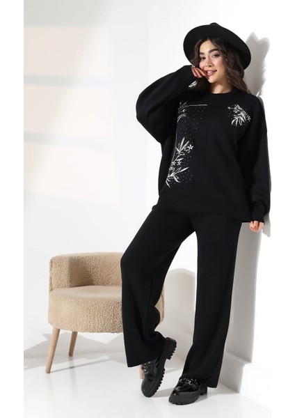 Doğanın Zarafeti Taş Işlemeli Triko Takım modelleri