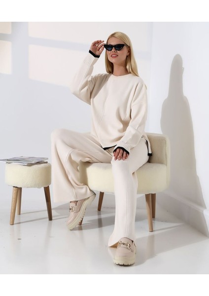 Modern Dokunuş Çizgi Detay Triko Takım modelleri