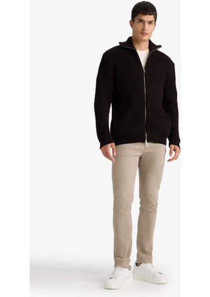 Standart Fit Dik Yaka Fermuarlı Triko Hırka C9014AX25AU fiyatları