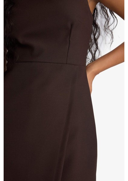 Kare Yaka Kolsuz Mini Elbise