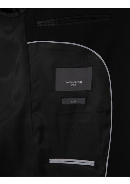 Erkek Siyah Slim Fit %100 Yün Takım Elbise 50313966-VR046