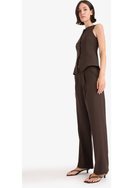 Wide Leg Fermuarlı Yüksek Bel Standart Boy Pantolon E7238AX25AU indirimleri