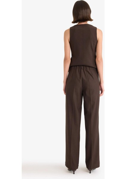 Wide Leg Fermuarlı Yüksek Bel Standart Boy Pantolon E7238AX25AU