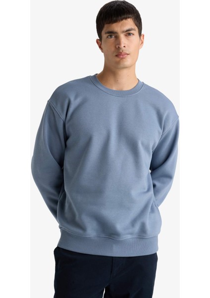 Relax Fit Bisiklet Yaka Kalın İçi Yumuşak Tüylü Basic Düz Sweatshirt T5139AZ25AU fırsatları