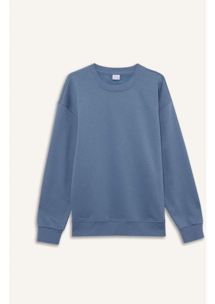 Relax Fit Bisiklet Yaka Kalın İçi Yumuşak Tüylü Basic Düz Sweatshirt T5139AZ25AU