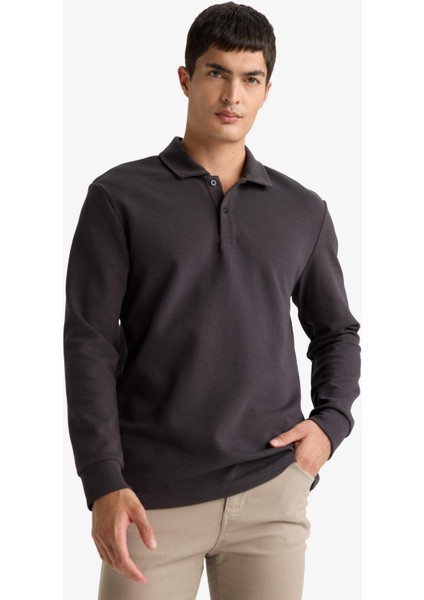 Regular Fit Polo Yaka Waffle Sweatshirt F0301AX25AU fırsatları