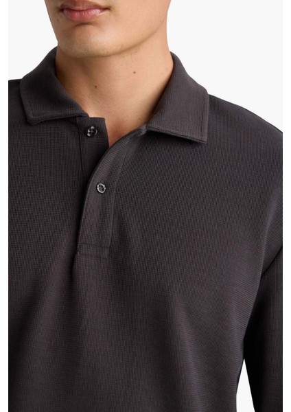 Regular Fit Polo Yaka Waffle Sweatshirt F0301AX25AU indirimleri
