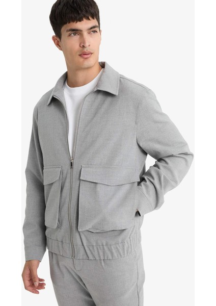 Relax Fit Polo Yaka Cepli İç Cep Detaylı Fermuarlı Astarlı Mevsimlik Mont F0417AX25AU