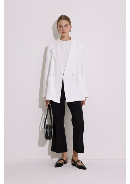 Doğal Kumaş Blazer Ceket Ekru modelleri