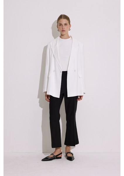 Doğal Kumaş Blazer Ceket Ekru fırsatları