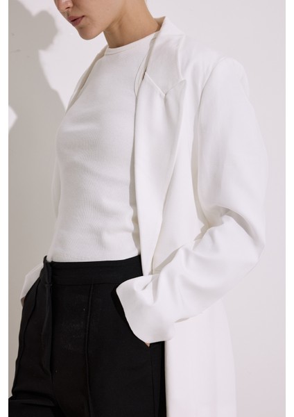 Doğal Kumaş Blazer Ceket Ekru indirimleri