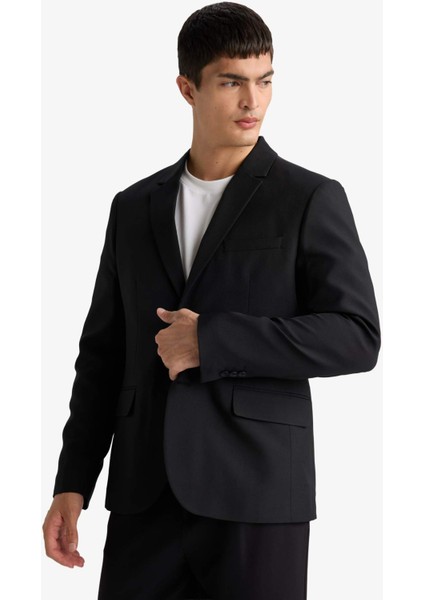 Slim Fit Dar Kesim Twill Düğmeli Blazer Ceket F7232AX25AU fırsatları