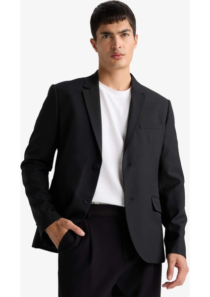 Slim Fit Dar Kesim Twill Düğmeli Blazer Ceket F7232AX25AU indirimleri