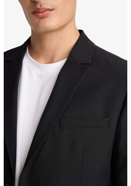 Slim Fit Dar Kesim Twill Düğmeli Blazer Ceket F7232AX25AU