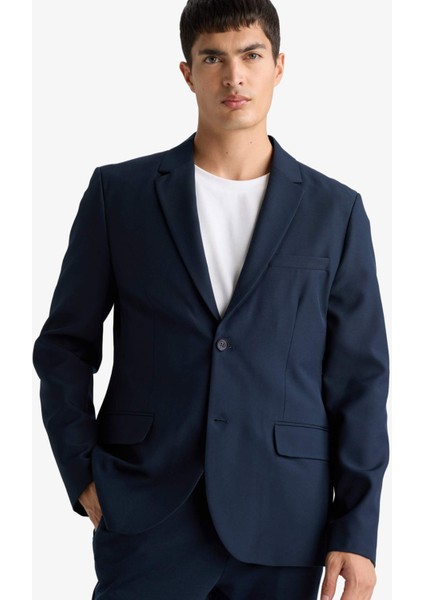Slim Fit Dar Kesim Twill Düğmeli Blazer Ceket F7232AX25AU