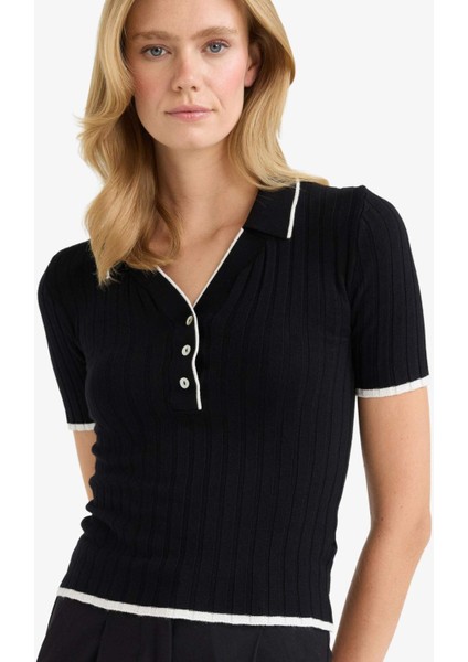 Fitted Polo Yaka Triko Kısa Kollu Kazak F7771AX25AU modelleri