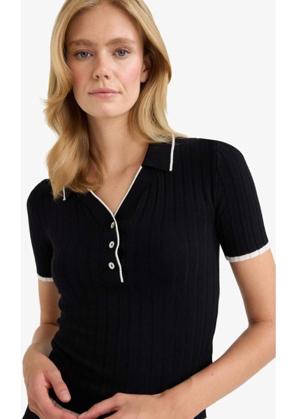 Fitted Polo Yaka Triko Kısa Kollu Kazak F7771AX25AU indirimleri