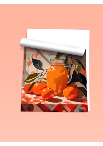 Çerçevesiz Poster, Turuncu Meyve Suyu ve Portakallar – Pop Art, Mutfak Dekoru Poster No: 113236 fiyatları
