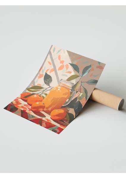 Çerçevesiz Poster, Turuncu Meyve Suyu ve Portakallar – Pop Art, Mutfak Dekoru Poster No: 113236 modelleri