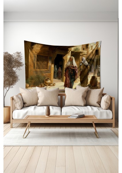 Eski Osmanlı Desenli Duvar Halısı Duvar Örtüsü Tapestry Süet Dokulu Kumaş fiyatları