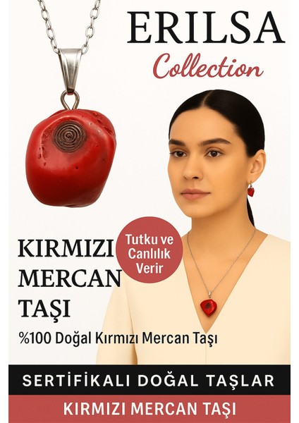Sertifikalı Ham Işlenmemiş Kırmızı Mercan Doğal Taş Kolye – Tutku Canlılık Enerji Taşı