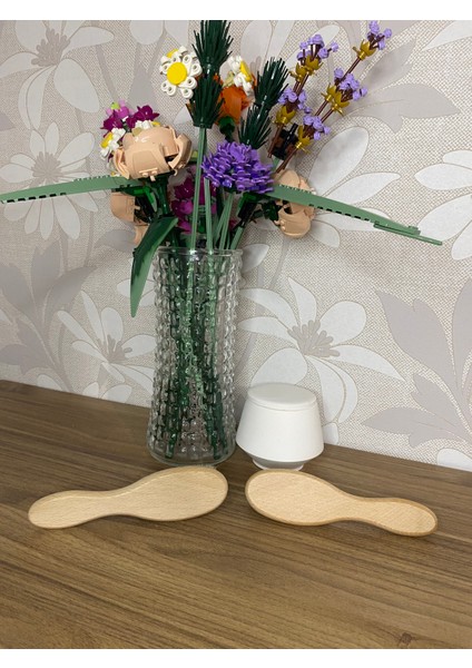 Ikiz Bebekler Için 2'li Ahşap %100 Doğal Keçi Kılı Fırça Seti