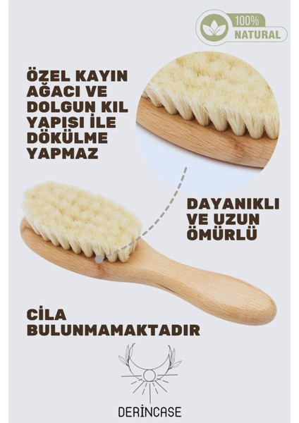 Ikiz Bebekler Için 2'li Ahşap %100 Doğal Keçi Kılı Fırça Seti