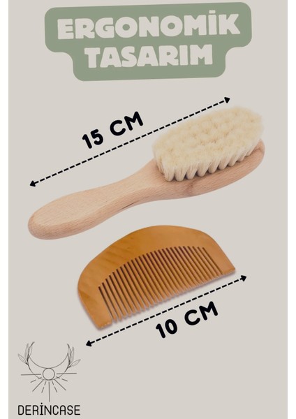 Ikiz Bebekler Için 2'li Ahşap %100 Doğal Keçi Kılı Fırça Seti