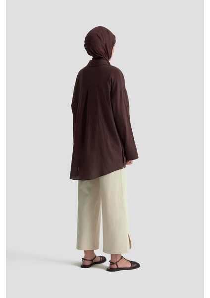 Düğme Detaylı Gömlek 25KD1108 Kahverengi indirimleri