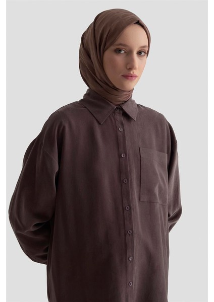 Metal Düğmeli Gömlek 25KD1105 Acı Kahve fırsatları