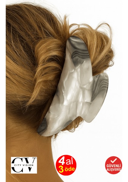 Kore Stili Lüks Kemik Sedef Renk Mandal Toka 9 cm - Şık ve Dayanıklı