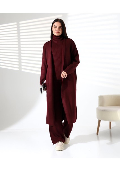 Balıkçı Yaka Asil Üçlü Triko Takım