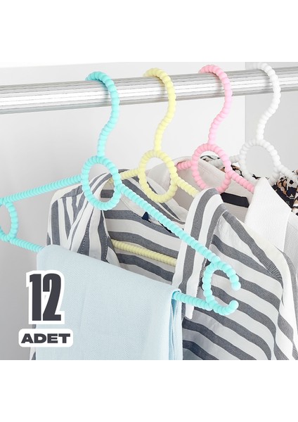 12 Adet Boncuk Askı Elbise Askısı - Karışık Renk