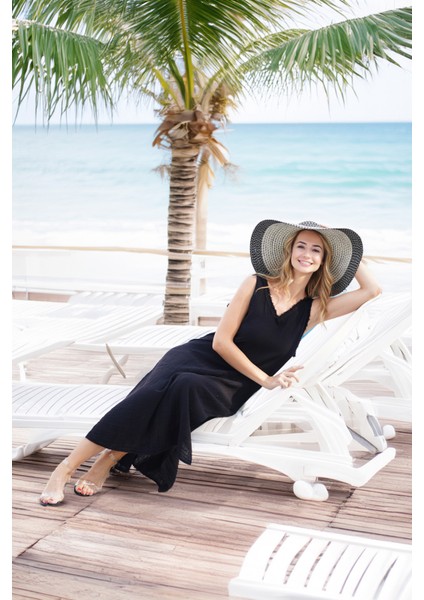 Kadın Yazlık Kolsuz Elbise – V Yaka, Müslin Kumaş, Yan Yırtmaçlı, Astarlı fiyatları